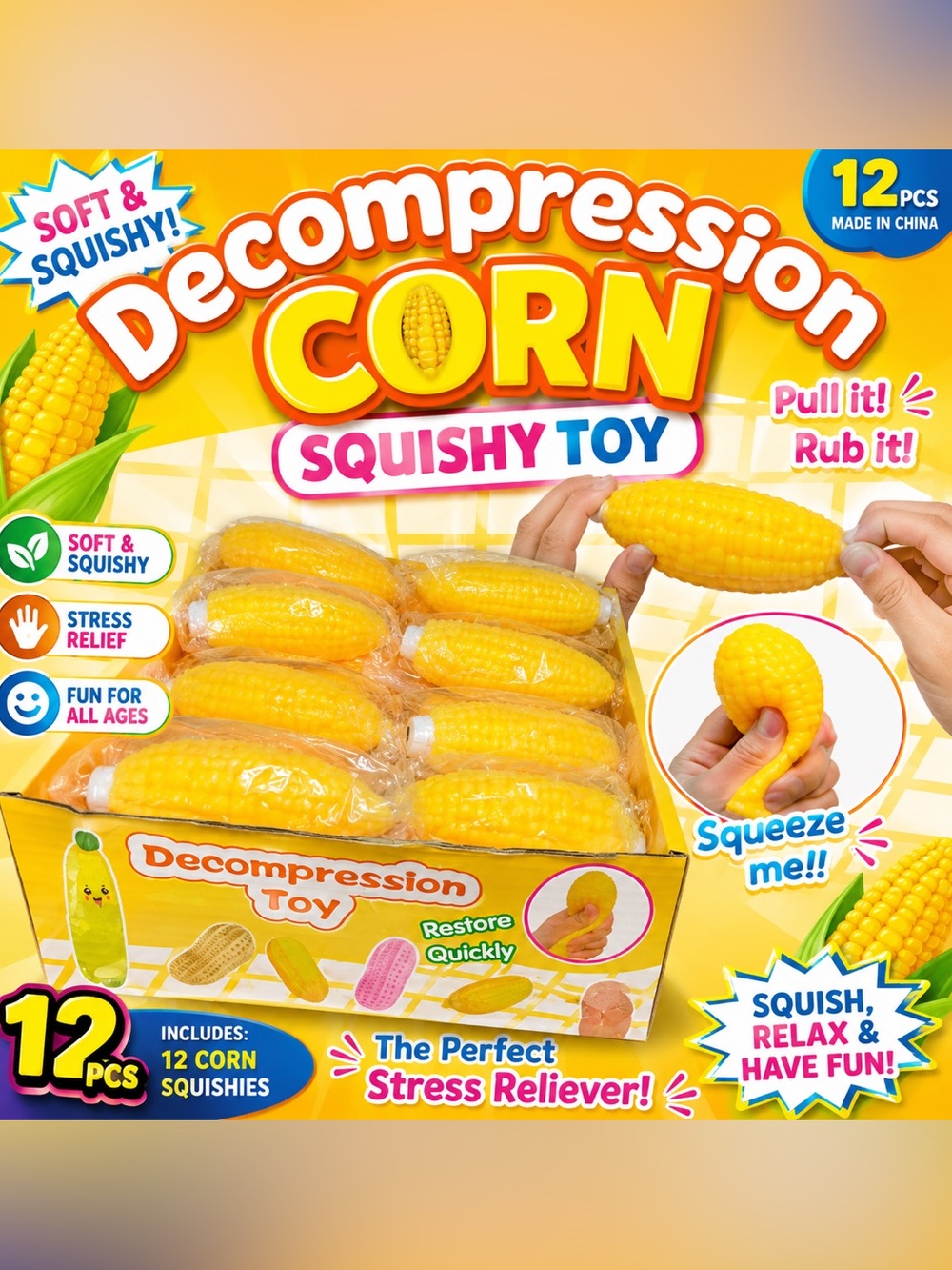 Decompression Corn Squishy Toy - Yellow